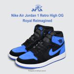 کتونی نایک جردن 1 ساقدار ری ایمجند مشکی آبی جیر | Nike Air Jordan 1 Mid royal reimagined